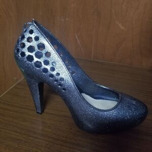 Chemistry jelly silver glitter heels size 8 space girl Halloween